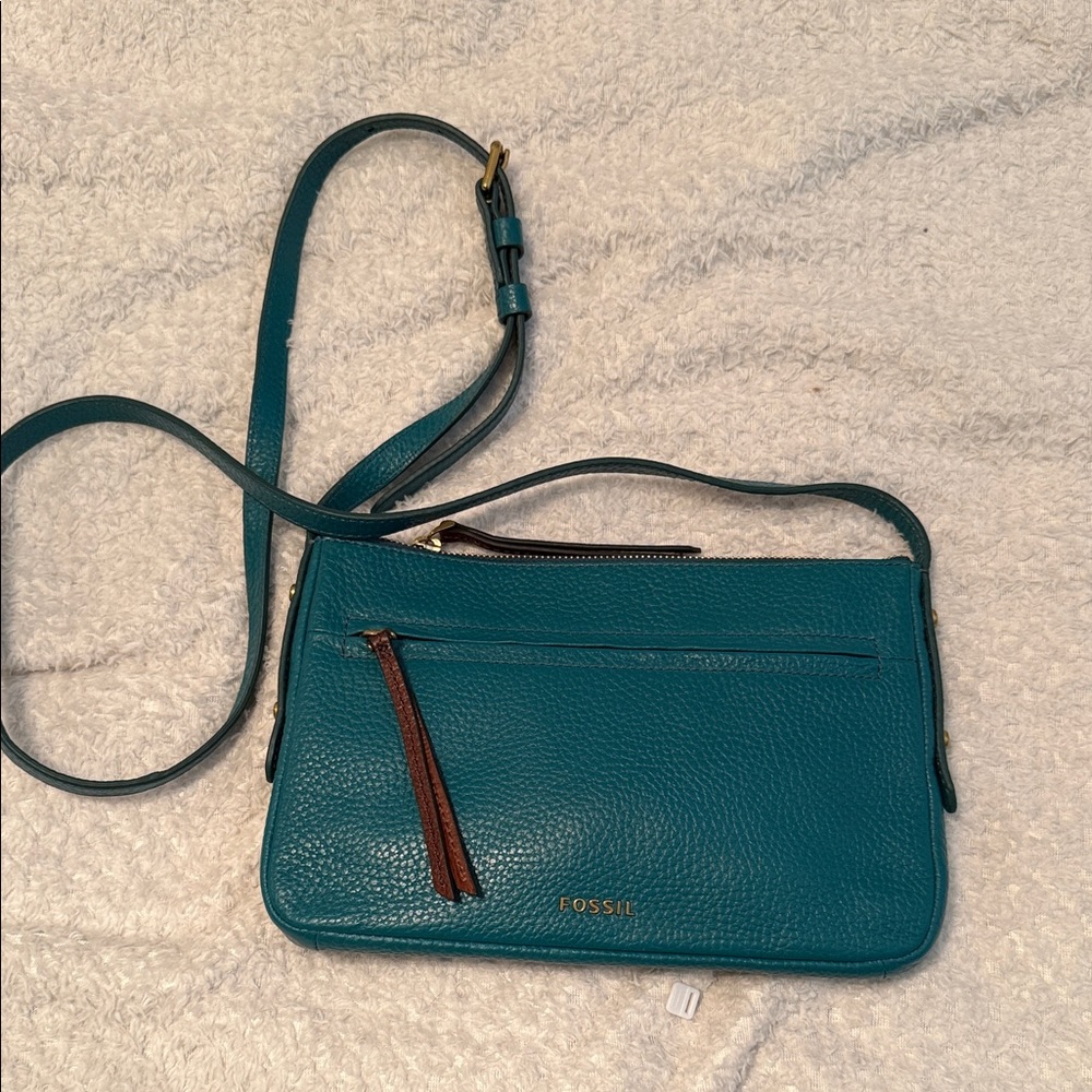 Fossil Leather Crossbody Bag Teal